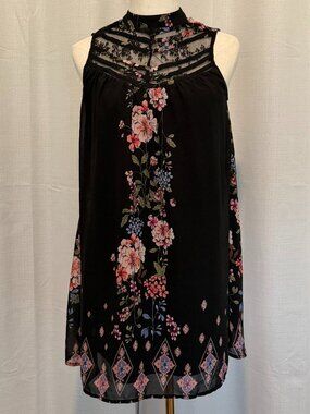 Heart Soul Floral Mini Dress | Black Lace Coquette Aesthetic Small